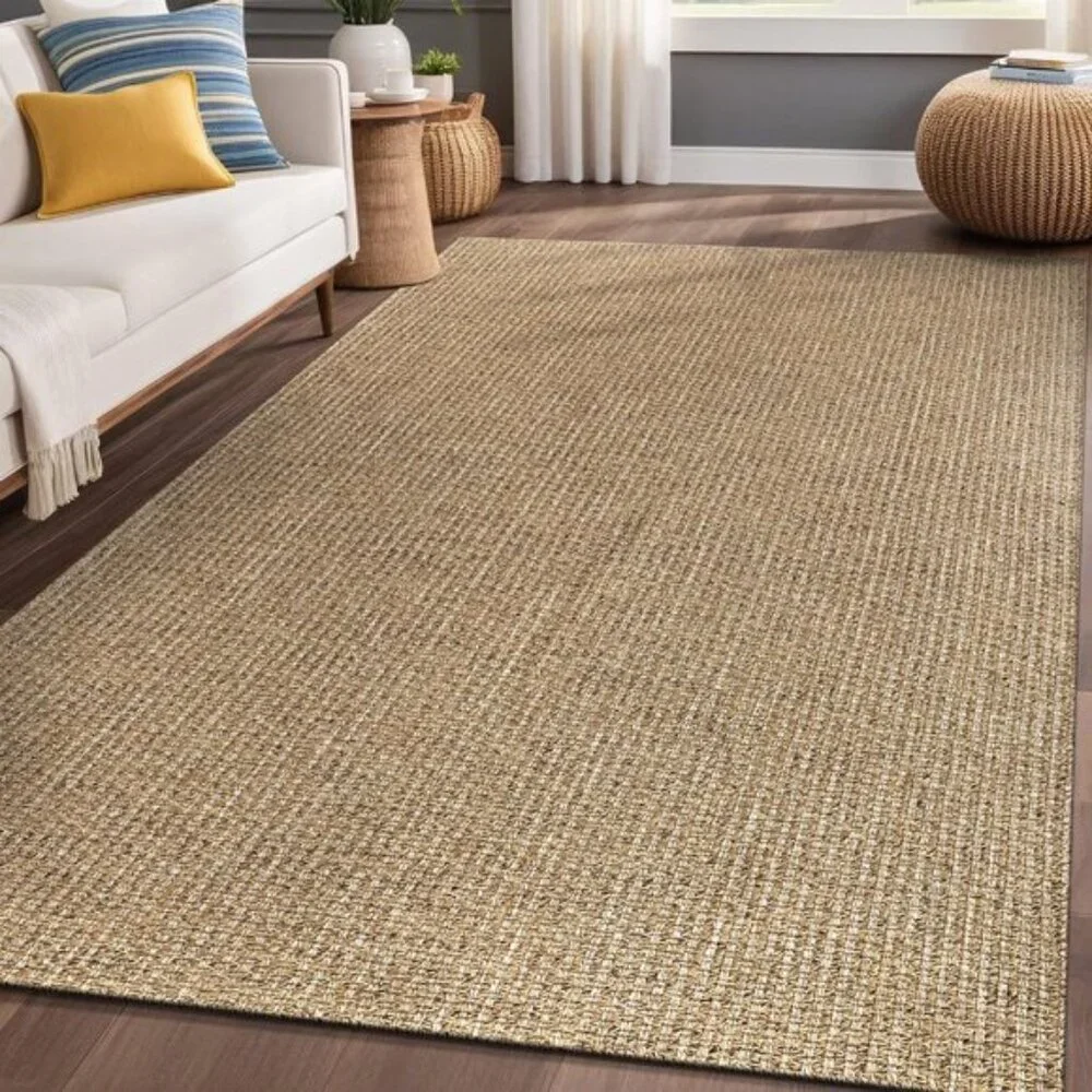 New 4x6 Natural Jute Rug, Washable Indoor Outdoor Boho Carpet for Home & Patio